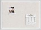 U Brands Bulletin Board, 18 x 24 Inch Linen Fabric Pin Board, Farmhouse White - Image 6