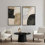 Framed Beige Black Abstract Wall Art - Image 8