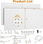 Peg Board, Total 32” x 32”, 4 Pack White Peg Board Panels, 50lbs Load Capacity - Image 2