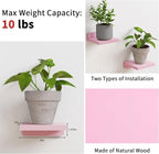 Fixwal Pink Shelves, 5x5 Inches Small Wall Shelf Set of 4, Rustic Wood Floating - Image 4