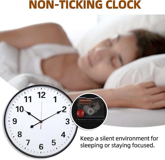 LEIKE Metal Large Wall Clock 24IN Black, Retro Silent Quartz Battery Operated - Image 4