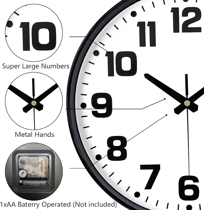 Wall Clock, 8inch Modern Silent Non-Ticking Wall Clocks Battery Operated - Image 6