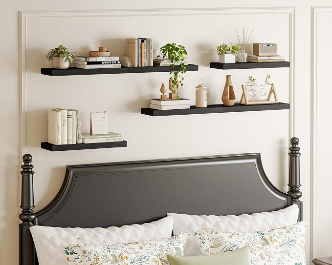Fixwal Black Shelves, 15.8in Floating Shelves, Farmhouse Shelf Wall Decor - Image 7
