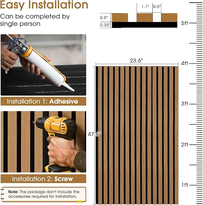 Acoustic Wood Wall Panels 4 Pack 47.6" x 23.6", Sound Proof Wooden Paneling - Image 5
