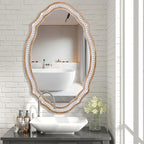 24x35 Inch Wooden Oval Mirror for Bathroom Over Sink, Rustic Farmhouse - Image 3