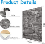 3D Wall Panels Peel and Stick in Black Grey, Faux Brick Wall Panels - Image 2