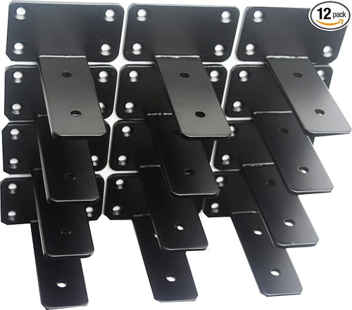 12 Pack - 4 inch Black Hidden L Shelf Bracket Iron Floating Shelf Brackets by MHMYDZ