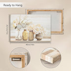 Farmhouse Floral Wall Art for bathroom, Flower Rustic Wood Board Canvas Wall - Image 8