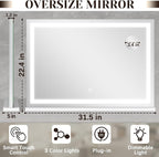 ROLOVE 31" x 22" Large Lighted Vanity Mirror - Image 2