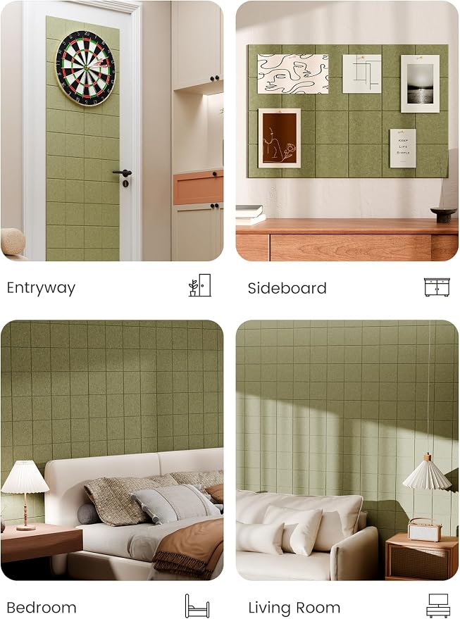 Bumusty Large Felt Bulletin Board, 30 Push Pins, 40 Adhesive Tabs, Olive Green - Image 5