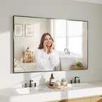 Koonmi Black Mirrors for Wall, 30x48 Inch Bathroom Mirror, Rectangular Wall by KOONMI