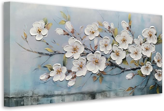 Anolyfi White Textured Flowers Wall Art by Anolyfi