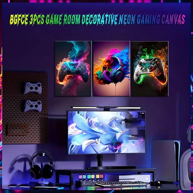 BGFCE Gaming Room Decor Canvas Wall Art Set of 3 - Image 8