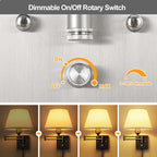 TRLIFE Wall Sconce Plug in, Dimmable Wall Sconces Set of 2 Brushed Nickel Swing - Image 3