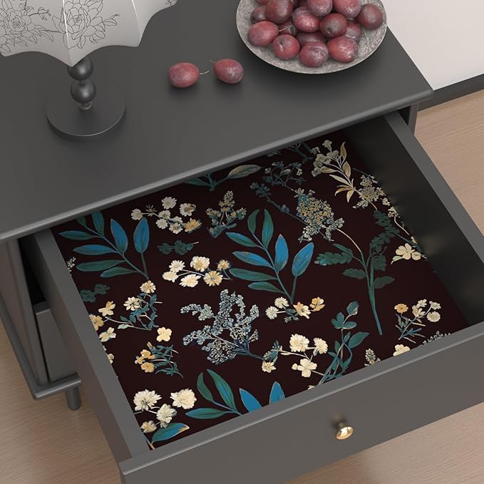 Laatse Vintage Green Wallpaper Peel and Stick Dark Floral Wallpaper 17.5'' x - Image 2