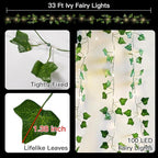 suddus Vine with Fairy Lights Battery Operated, 33ft 100 LED Ivy String Lights - Image 5