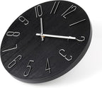 jomparis Black Wall Clock Modern Style Plastic Wooden Wall Clocks Decor 12 Inch - Image 2