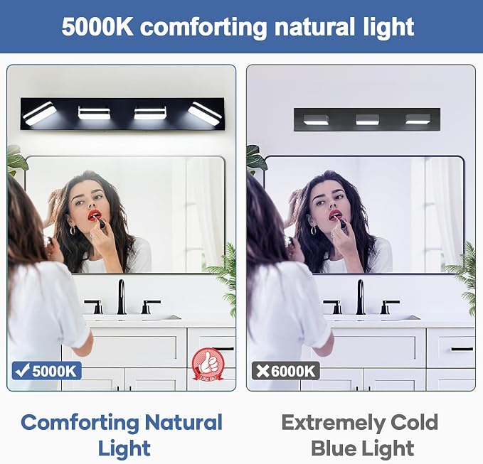 360° Rotate LED Dimmable Bathroom Vanity Light Fixtures, 1600LM Acrylic Matte - Image 5