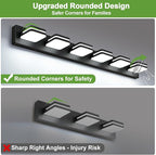 360° Rotate LED Bathroom Vanity Light Fixtures, 2500LM Acrylic Matte Black - Image 5