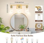 3-Light Bathroom Light Fixtures, Classic Wall Light Fixture - Image 8