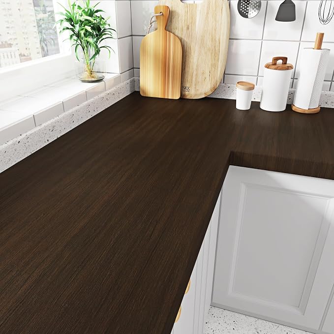 WESTICK Large Wood Contact Paper 394"x24" Brown Kitchen Countertops Peel and - Image 2