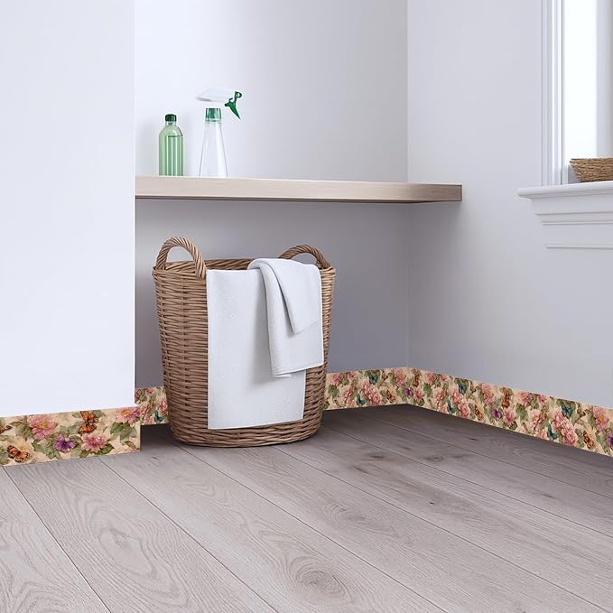 Vintage Rose Floral Wallpaper Border 196x4 Inch Peel and Stick Wall Border - Image 4