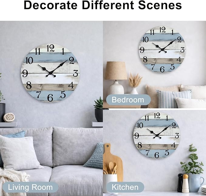 JoFomp 14 Inch Wall Clocks Battery Operated, Silent Non Ticking Wall Clock Wood - Image 4