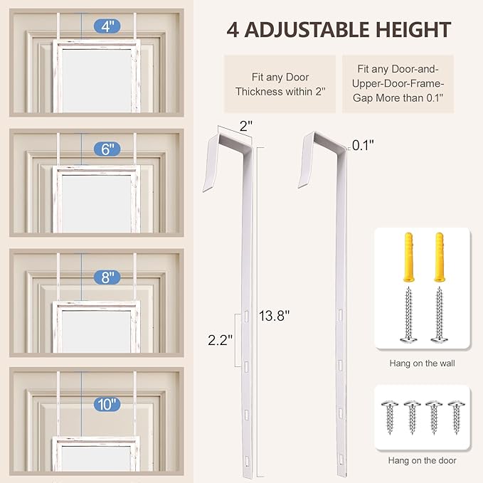 50"x16" Door Mirror, Rustic Full Length Mirror, Over The Door Hanging Mirrors - Image 5