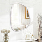 White Irregular Oval Wall Mirror Large 26"x18" Inches Asymmetrical Mirror - Image 2