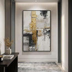 Extra Large Framed Black and White Gold Abstract Wall Art - Image 4