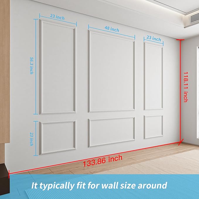 Art3d Pre-Cut Wall Molding Set of 6 pcs, Ready-to-Assemble Wainscoting Panels - Image 4
