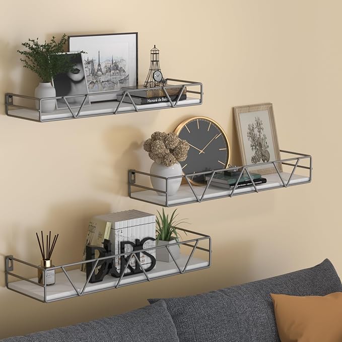 Amaoot Floating Shelves Set of 3, Home Wood Wall Shelf, Farmhouse Shelf - Image 2