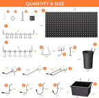 INCLY 226PCS Metal Pegboard Wall Organizer, 48x36 Inch Black Peg Board Panels - Image 4
