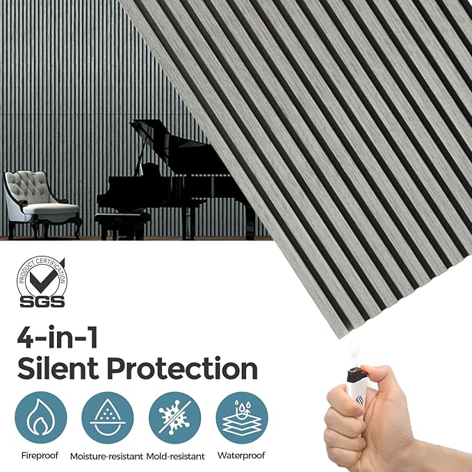 AKUMAX 4 Pack Acoustic Panels, Wood Slat - Image 5