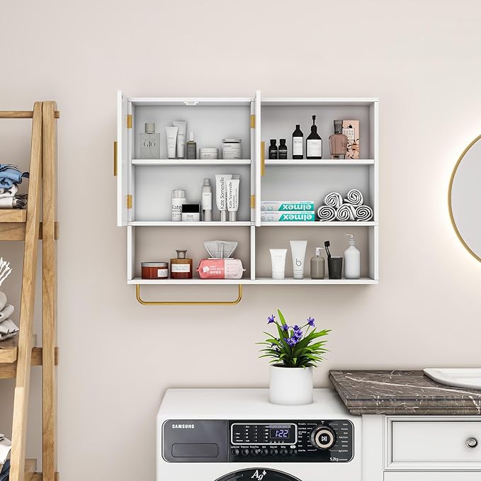 Bathroom Wall Cabinet Wood Large Wall Mounted Medicine Cabinet - Image 4