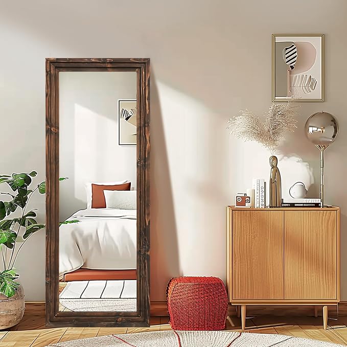 Full Length Mirror 58"x22" Solid Wood Frame Floor Large Mirror - Image 6