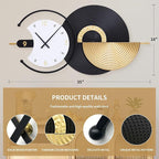 Large Wall Clock Geometric Oversize Modern Clocks Battery Operated Gold Iron - Image 2