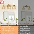 Bathroom Light Fixtures, 3-Light Brushed Gold Vanity Lights - Image 4