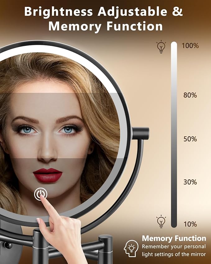 ALHAKIN 9" Wall Mounted Lighted Makeup Mirror, Large Double Sided 1X/10X - Image 5