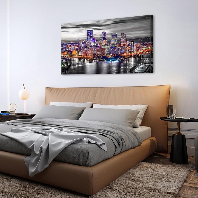 Extra Large Pittsburgh Wall Art Black and White Cityscape Wall Decor Modern - Image 5