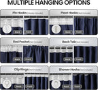 Navy Room Darkening Curtains 96 Inches Long - Image 2