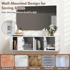 Giantex Wall Mounted Storage Cabinet 2 Cube Floating Media Hanging Desk W/2 - Image 7