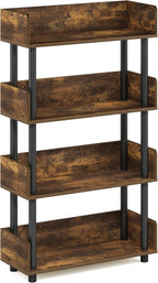 Furinno Turn-N-Tube 4-Tier Toolless Display Rack, Amber Pine/Black - Image 5