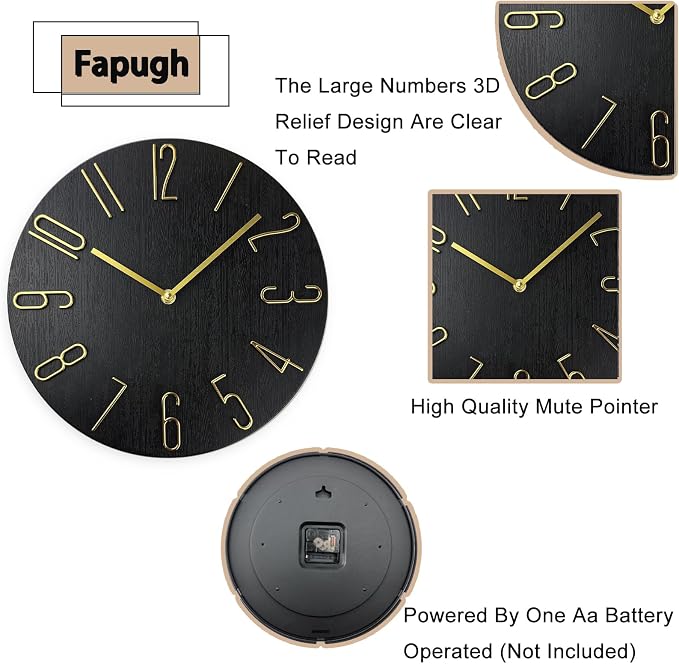 Wall Clock, Silent Clock, Wall Clocks Battery Operated， 12 inch Modern Wall - Image 2