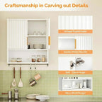 VINGLI White Bathroom Wall Cabinet, Modern Fluted Medicine Cabinet - Image 8