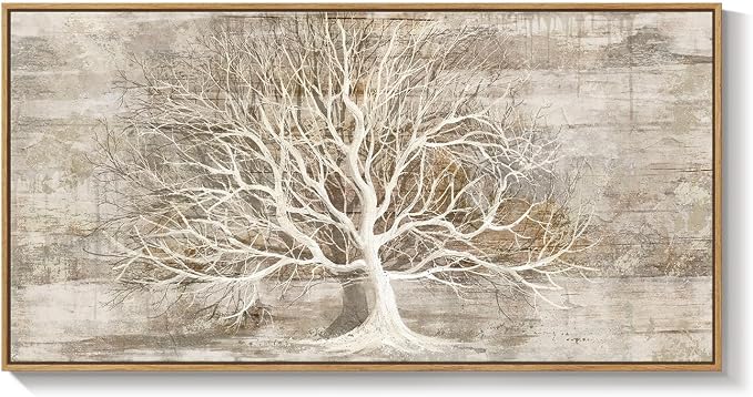 Framed Vintage Tree of Life Wall Art, Neutral Rustic Farmhouse Tree Canvas - Image 9