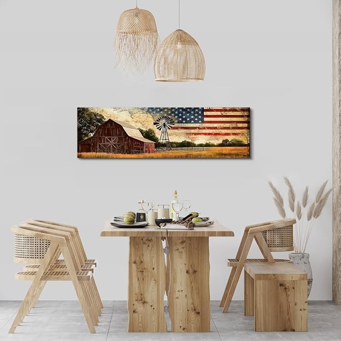 Farmhouse Barn Wall Art Vintage Western Wall Decor Country Windmill Pictures - Image 2