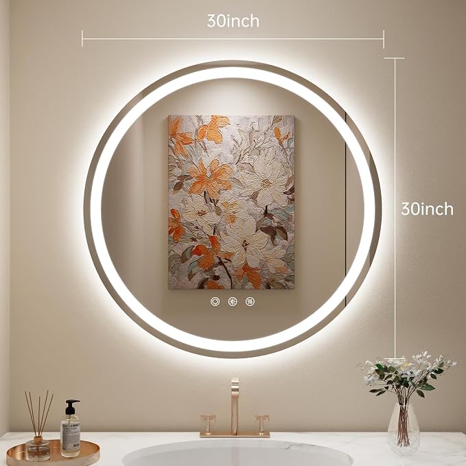 LOVESPEJO 30" Round LED Mirror for Bathroom, Circle LED Bathroom Vanity Mirror - Image 7