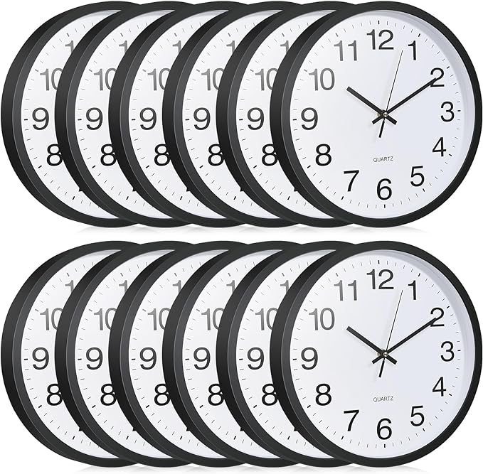 Inbagi 12 Pieces Silent Wall Clock Large 12 Inches Quartz Analog Clock Non by Inbagi