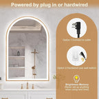 Arched LED Mirror for Bathroom 24"x36", Shatterproof, Touch Sensor, 3 Color - Image 5